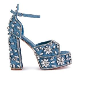 AKIRA. DENIUM RHINESTONE PLATFORM SHOES* PRICE IS FIRM*